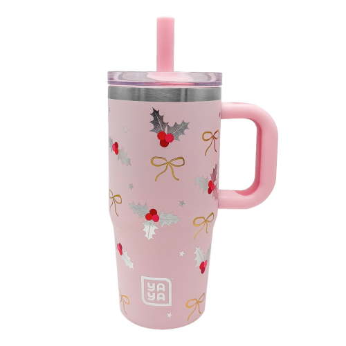 YAYA My First Travel Tumbler for Toddlers 3+ with Reusable Straw and Spill-Safe Lid, 12oz, Mistletoe