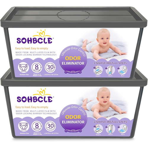 Refills Compatible with Genie Easy Roll Signature Diaper Pail and Platinum Diaper Pail, Upgraded 60 Bags Hold up to 2800 Newborn Diapers, Extra Thickness Powerful Odor Control, Plant Scented
