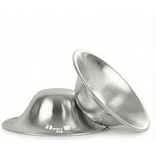 Silver Nipple Shields for Breastfeeding Newborn & A Breastfeeding Essential by Go Mommy - 925 Silver Nursing Cups for Sore Nipple Relief, Protects & Heals Cracked Nipples