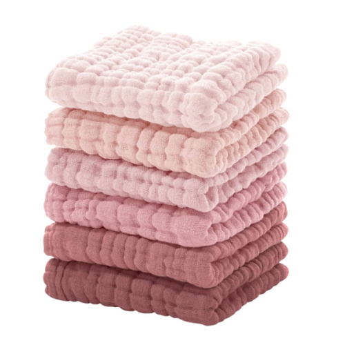 Looxii Muslin Baby Washcloths 6 Pack, 100% Cotton Baby Wash Cloths for Baby Face Body, 12x12 inches Large Soft Absorbent Face Towels for Newborns Gradient Pink