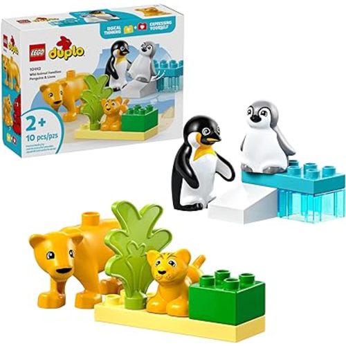 LEGO DUPLO Town Wild Animal Families Penguins & Lions Building Toy Playset - Preschool Learning & Educational Animal Toy for Toddlers, Boys and Girls, Ages 2+ - Baby Gift Ideas - 10442