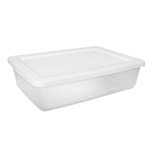 Sterilite 28 Quart Clear Plastic Storage Bin with Snap-On Lid for Household Organization