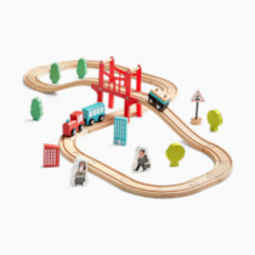 Tiny Land Wooden Train Set for Children 39 Pcs