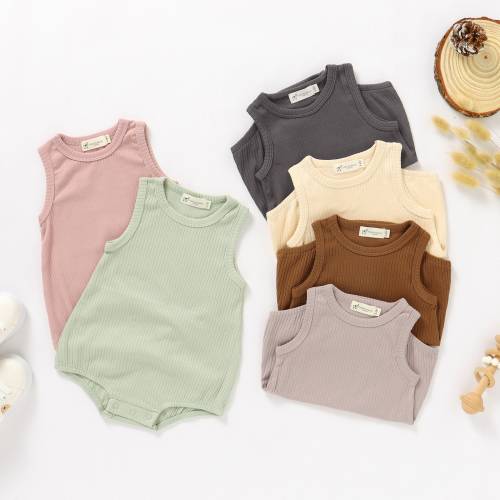 Tiny Alpaca | Organic Natural Cotton Baby Sleeveless Rompers | 0-2 Years | Gender Neutral | Ribbed Baby Rompers | Baby Shower Gift |