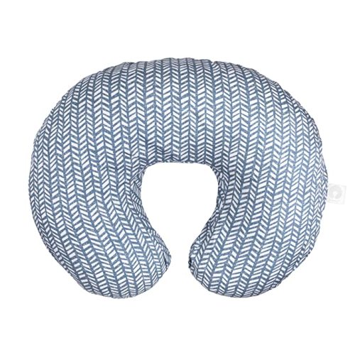 Boppy Original Support Nursing Pillow, Blue Herringbone, Ergonomic Breastfeeding, Bottle Feeding, and Bonding, Firm Hypoallergenic Fiber Fill, Removable Cover, Machine Washable