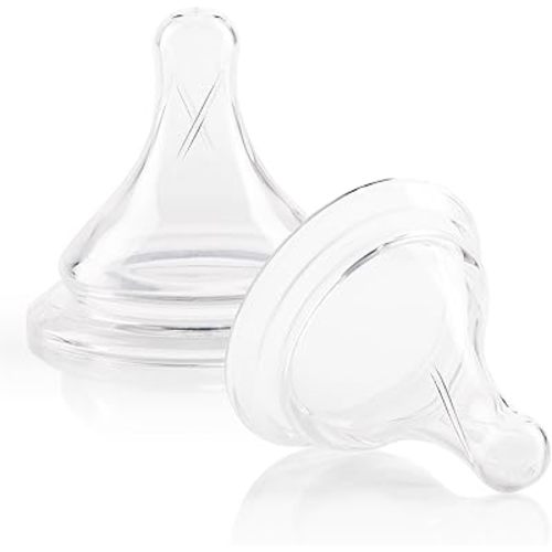 Joovy Boob Nipples with Elongated Shape to Mimic Mom and Available in 5 Flows Including X-Cut Extra Fast Flow for Thicker Foods - Compatible with Joovy Boob Bottle Line (Clear, Stage 0, 2 Count)
