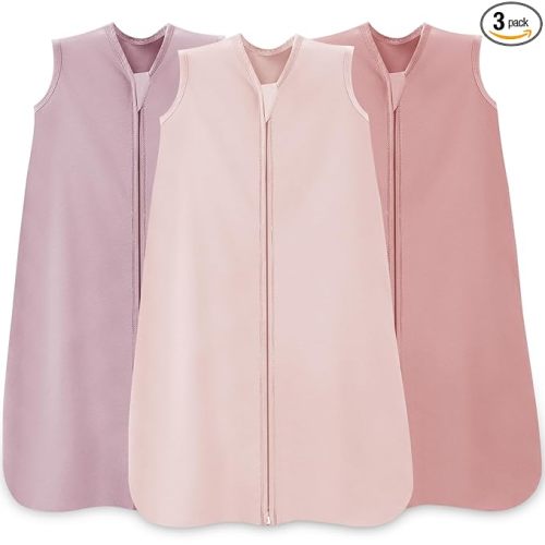 Baby Sleep Sack 6-12 Months,100% Cotton TOG 0.5 Wearable Blanket for Boys and Girls, 3 Pack 2-Way Zipper Lightweight Sleeping Bags for Toddler Newborn Infant