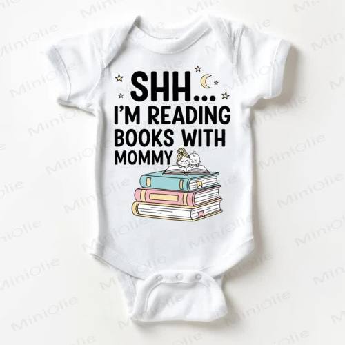 SHH... I'M READING BOOKS WITH MOMMY Baby White Bodysuit