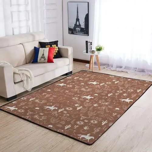 Western Cowboy Nursery Area Rugs for Baby Girl Boy Wild West Cactus Mountain Snake Cattle Skull Sun Kids Floor Carpets for Kids Room Bedside Home Decor Desert Adventure Throw Mat Brown 36x60inch