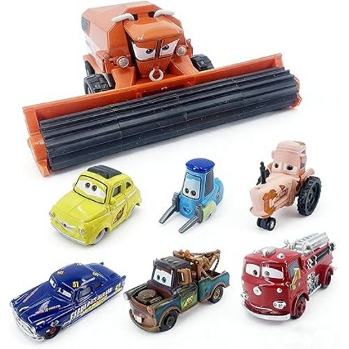 7PCS Toy Car Set 1:55 Metal Die Casting Model Vehicles Car with Portable Mini Size for Ages 3 and up Boy Girl Toy, in Bulk (7PCS Orange)
