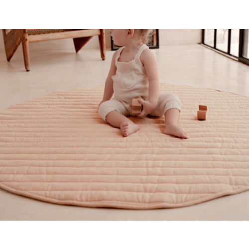 Toddlekind Snuggle Quilted Cotton Play Mat - Sandstone Stripes