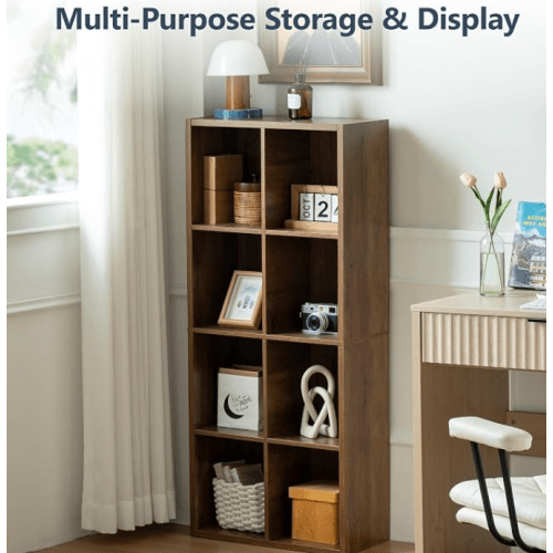 8 Cube Storage Organizer, Thickened Wooden Cube Shelves with Closed Back Panel, Reversible Bookcase, Cubes Closet Organizer for Home, Living Room, Office, Bedroom, Study, Hallway