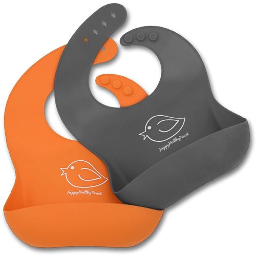 Silicone Baby Bibs Easily Wipe Clean - Comfortable Soft Waterproof Bib Keeps Stains Off, Set of 2 Colors