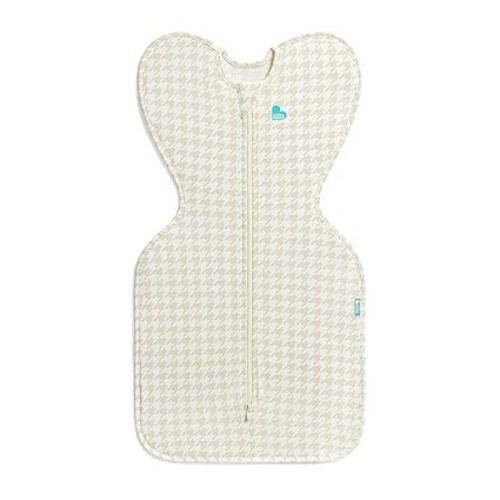 Love to Dream Swaddle UP, Sleep Sack 0-3 Months, Self-Soothing, Improves Sleep, Snug Fit Helps Calm Startle Reflex, Baby Essentials Must Haves Newborn, 1.0 TOG, 8-13 lbs, Tan Houndstooth