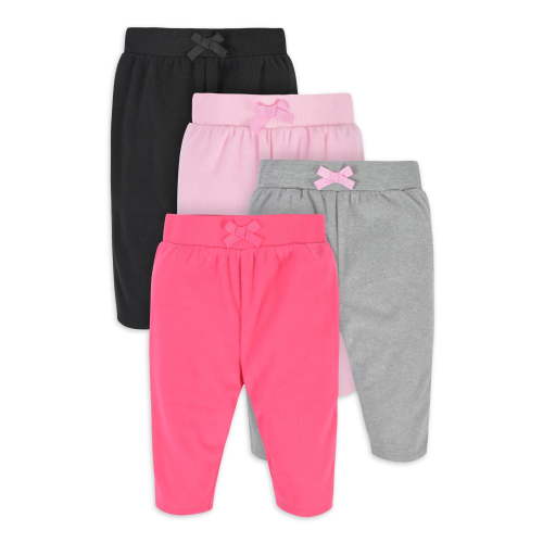 Gerber Baby Girls Fleece Pants, 4-Pack, (Newborn - 24 Months)