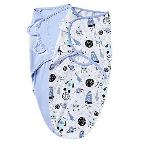 Baby Swaddle Blanket, 3 Pack Newborn Swaddles 0-3-Months, Small-Medium Easy Change Infant Wrap, Infant Swaddling Sack, Adjustable Swaddle Blanket (Blue Space Planet)