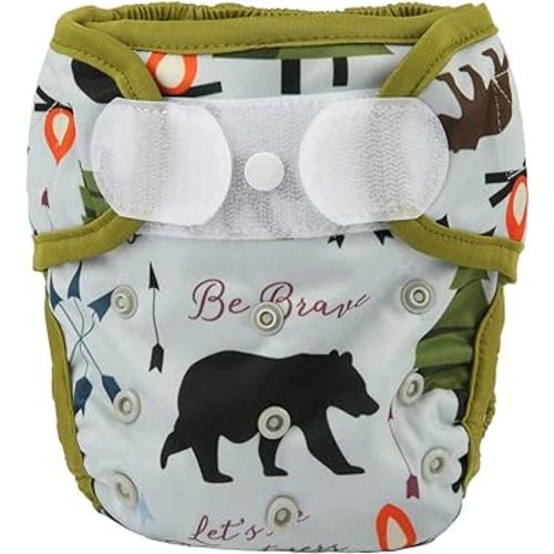 Baby Cloth Diaper Cover Nappy Hook and Loop Double Gusset for Boys (Be Brave)