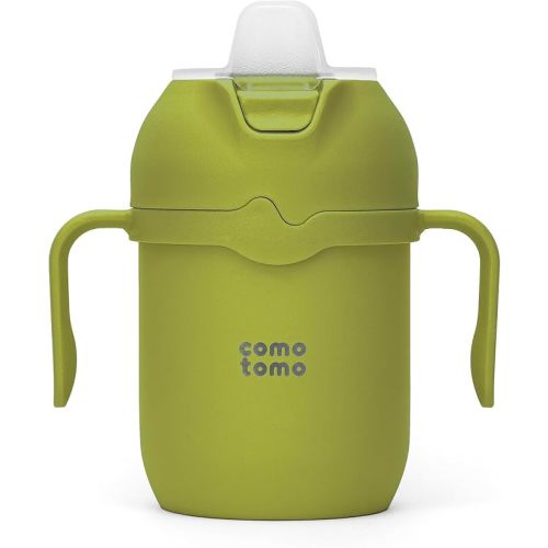 Comotomo Toddler Tumbler 8oz Insulated Sippy Cup with Silicone Straw and Spout, Green