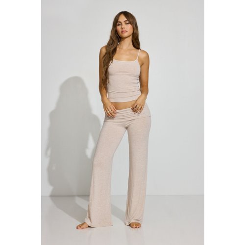 Sheer Ribbed Foldover Pants