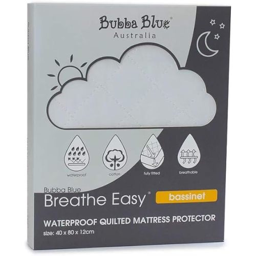 Bubba Blue Breathe Easy 40x80cm Waterproof Quilted Mattress Protector Bassinet
