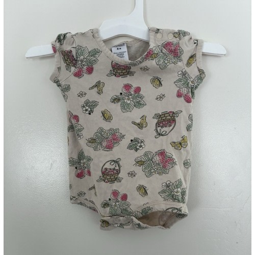 Carhartt Baby Girls Floral Strawberry 100% Cotton Short Sleeve Bodysuit Beige 6M