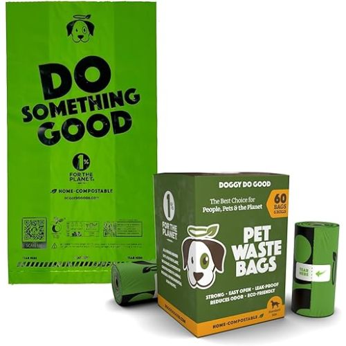 Doggy Do Good Poop Bags | Dog Waste Bags | Unscented, USDA Certified Biobased, Thick & Leak Proof, Easy Open | Standard Size | 60 Count