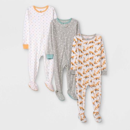 Baby Boys' 3pk Fox Tight Fit Sleep N' Play - Cloud Island™ Orange