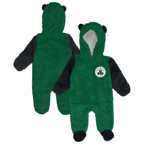 Infant & Newborn Boston Celtics Outerstuff Kelly Green Stay Napping Fleece Bunting Full-Zip Hooded Sleeper