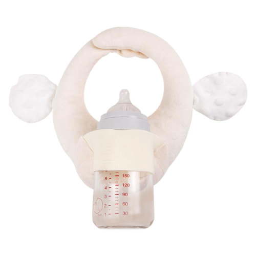 Hands-Free Baby Bottle Holder - Adjustable Self-Feeding Support Pillow & Drying Rack( beige)