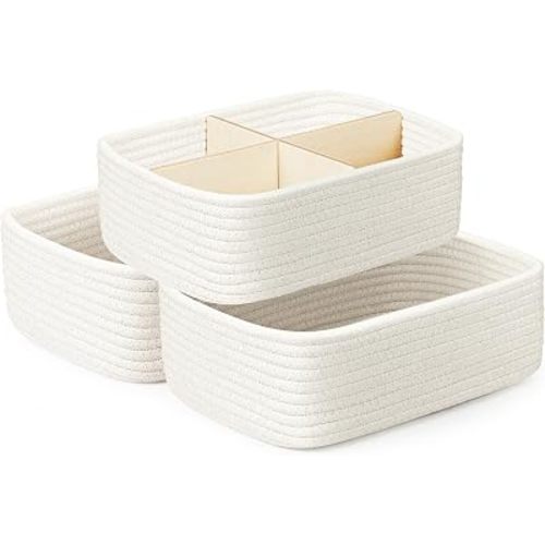 3 Pack Small Baskets for Organizing, Woven Storage Baskets for Shelves
