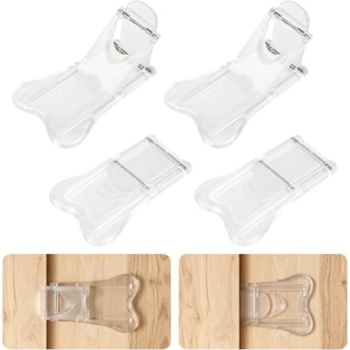 Clear Sliding Glass Door Lock Baby Proofing, Maveek 4Pcs Child Safety Window Locks Closet Wardrobe Patio Backyard Slide Door Stopper, Keep Cat Dog Toddle Infant Childproof Home Security (Transparent)