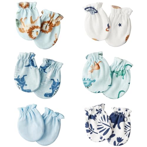 Baby Mittens 0-6 Months No Scratch 100% Cotton Gloves for Newborn Boys Girls
