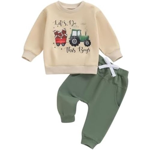 Baby Boy Fall Clothes Set Long Sleeve Letter Print Sweatshirt Pants Toddler Infant Outfits 6 12 18 24 Months 2T