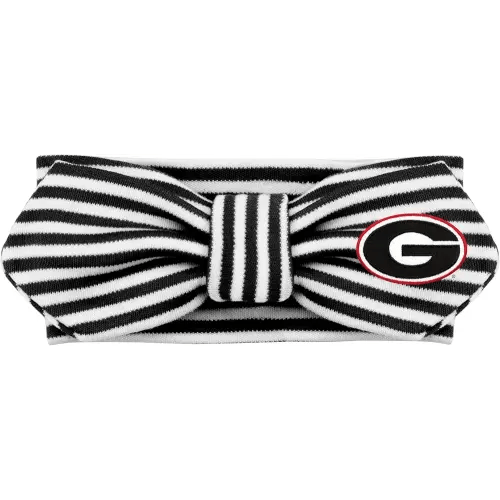 Creative Knitwear Georgia Bulldogs Infant Girls Black/White Striped Hair Knot Headband Embroidered Logo - Size Newborn - 4T