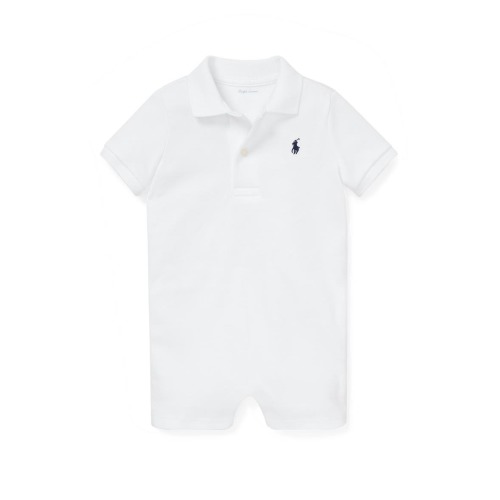 Cotton Polo Romper, 9M