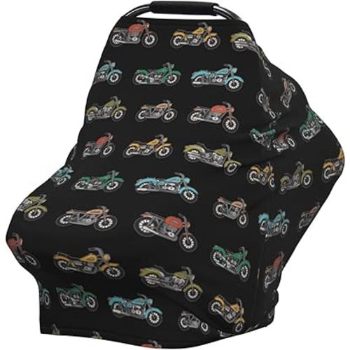 Motorcycle Baby Stuff Car Seat Cover for Baby,Mom Nursing Breastfeeding Covers,Multi-Use Car Seat Canopy Carrier Cover,Stroller Cover Newborn Shower Gift for Boys Girls