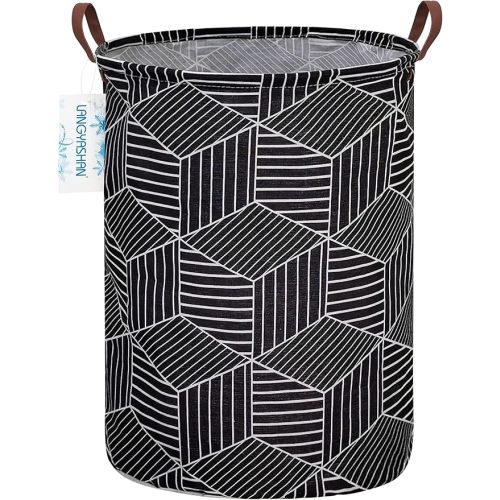 Laundry Basket Canvas Fabric Collapsible Organizer Basket for Storage Bin Toy Bins Gift Baskets Bedroom Clothes Children Nursery Hamper (Black diamond)
