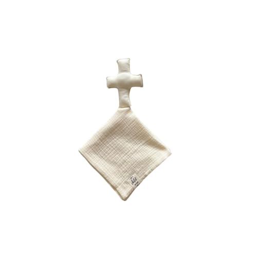 Cross Lovey, Cross Security Blanket, Christian Baby Gift, Baptism Gift, Easter Gift, Newborn Baby Gift, Blessing Blanket (Cream)