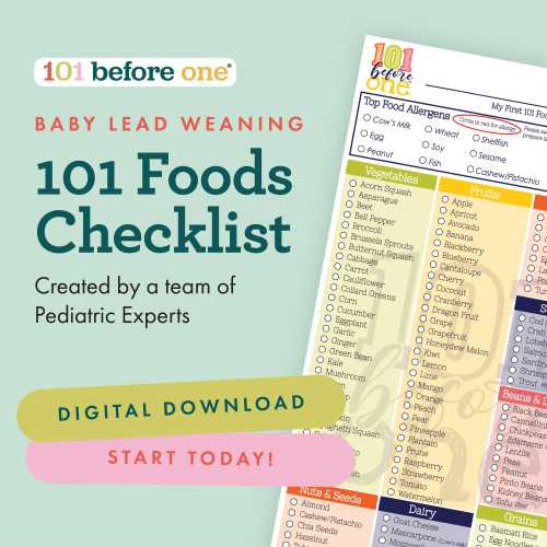 101 Food Checklist PDF Download for Baby Led Weaning from 101 before one