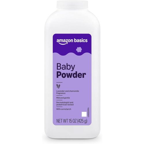 Amazon Basics Lavender and Chamomile Cornstarch Baby Powder, Hypoallergenic, 15 oz, 1 Pack