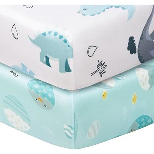 Graco Pack and Play Mattress Sheets Fitted, Mini Crib Sheets 2-Pack for Pack 'n Play Mattress, Stretchy Playard Sheets