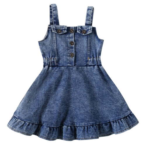 OVINYER Toddler Girls Sleeveless Skirts Jean Skirt Ruffles Skirt Princess Skirt Baby Children Kids Lovely Skirts