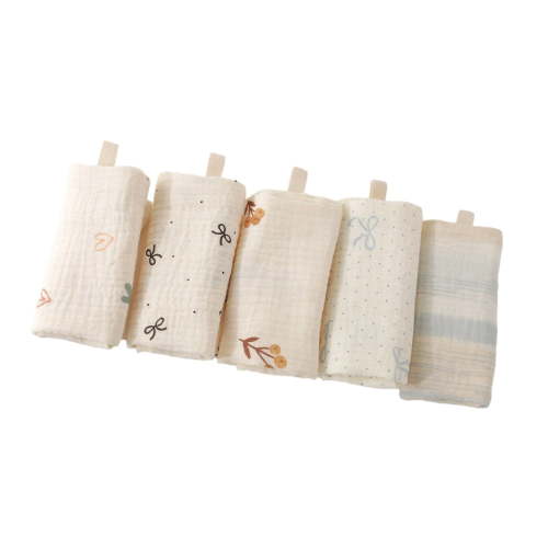AOOOWER Pack of 5pcs Newborns Bath Towels Cotton Comfortable Washcloths Multipurpose