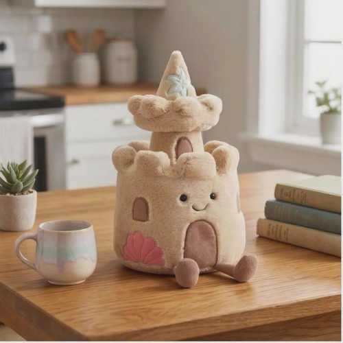 Sandcastle Plush Toy | Kawaii Beach Stuffed Animal, Nursery Decor