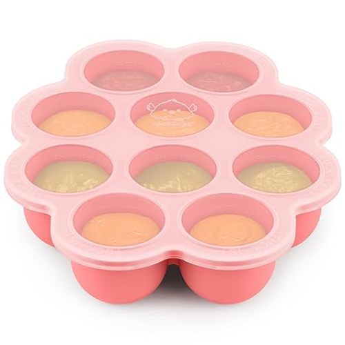 KeaBabies Silicone Food Freezer Trays with Lid, 2oz x 10 Pods Baby Food Storage Containers, Easy Puree Meal Prep, Breast Milk Silicone Freezer Molds, Dishwasher, Microwave Safe, BPA-Free (Chai Latte)