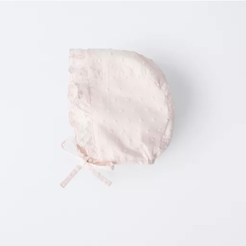 RUFFLED DOTTED MESH BONNET - Pale pink | ZARA United States