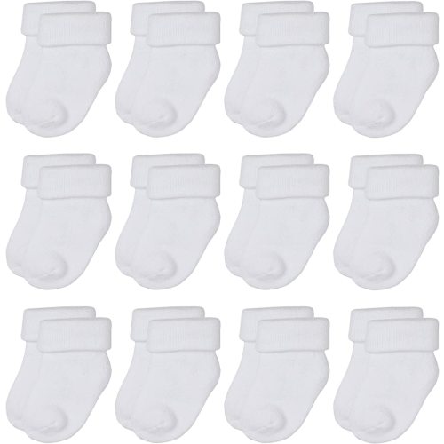 RATIVE Newborn 0-3 Months and Infant 3-12 Months Thick Terry Turn Cuff Socks for Baby Boys Girls