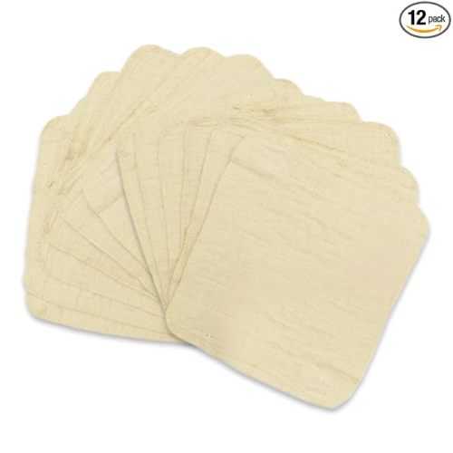 OsoCozy Muslin Baby Wipes – 36 Count - 100% Unbleached Cotton, Reusable Cloth Wipes for Sensitive Skin, Quick-Drying, Chemical-Free, 15-Pack (9"x9" Pre-Wash Size)