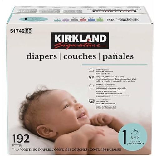 Kirkland Signature Diapers Size 1; Quantity: 192