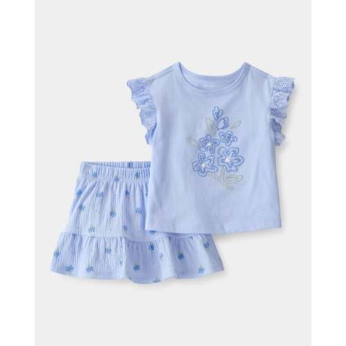 Baby Girl 2-Piece Floral Top & Skort Set - Blue | Carter's